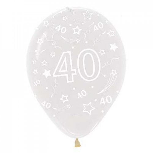 40 Crystal Clear Sempertex Latex Printed Balloons 30cm Bag of 50