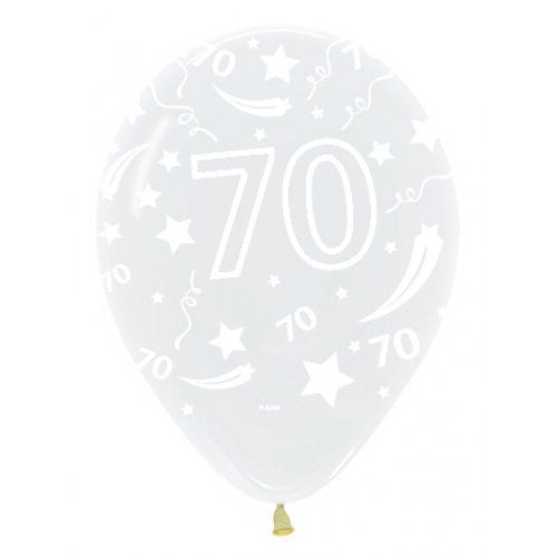 70 Crystal Clear Sempertex Latex Printed Balloons 30cm Bag of 50