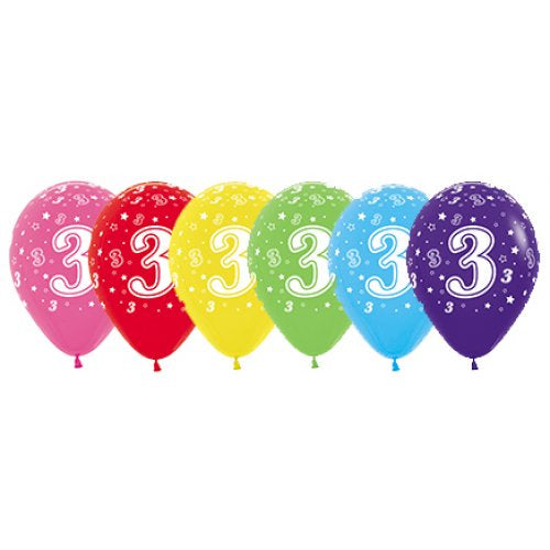 3rd Birthday Latex Printed Balloons Sempertex Balloons 30cm Bag of 50
