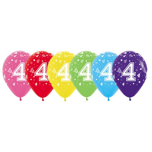 4th Birthday Latex Printed Balloons Sempertex Balloons 30cm Bag of 50