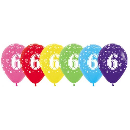 6th Birthday Latex Printed Balloons Sempertex Balloons 30cm Bag of 50