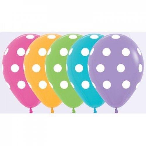 Polka White Dots Fashion Sempertex 30cm Bag of 50