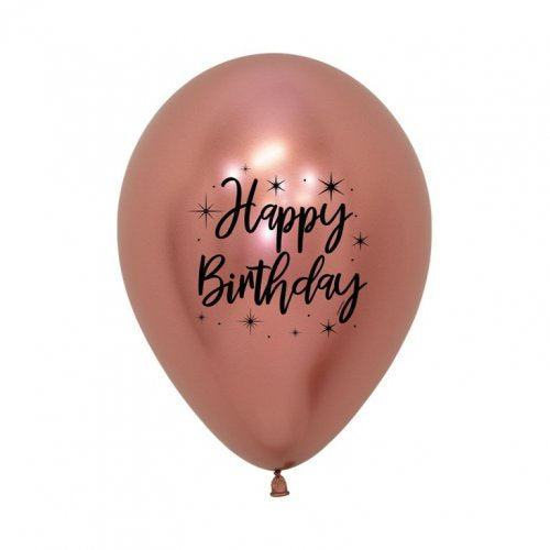 Happy Birthday Radiant Reflex RoseGold Sempertex 30cm Bag of 50