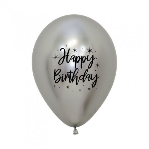 Happy Birthday Radiant Reflex Silver Sempertex 30cm Bag of 50