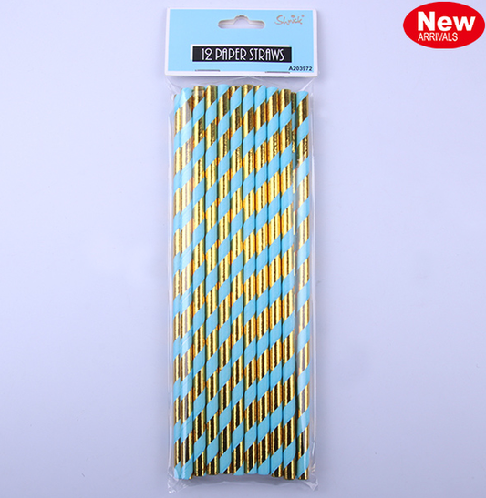 LUXE BLUE PAPER STRAWS PK20