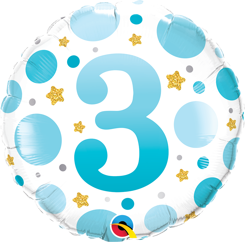 Age 3 Blue Dots Foil Balloon 18" (45cm)