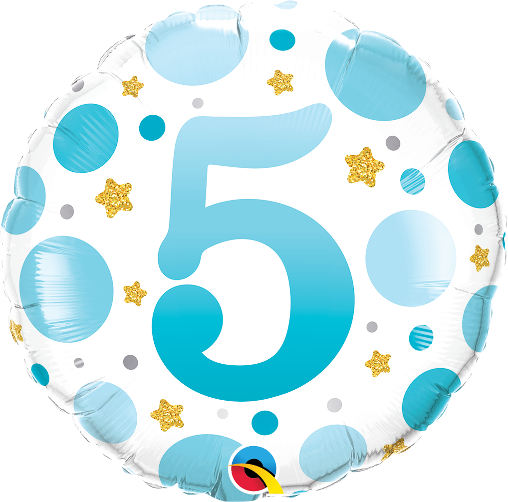AGE 5 BLUE DOTS FOIL BALLOON 18" (45CM)