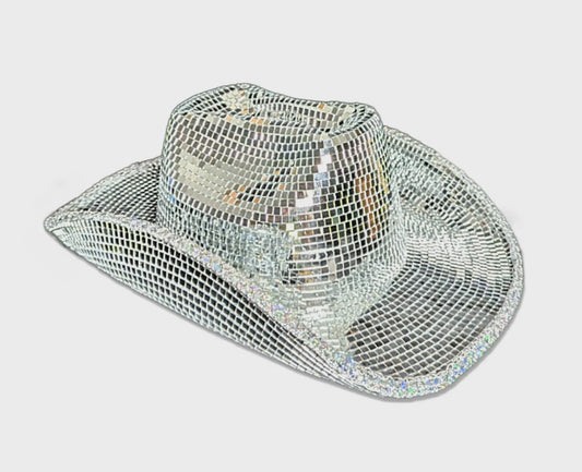 Glass Disco Cowboy Hat – Mirror Tile Festival Hat for Raves, Parties & Costumes