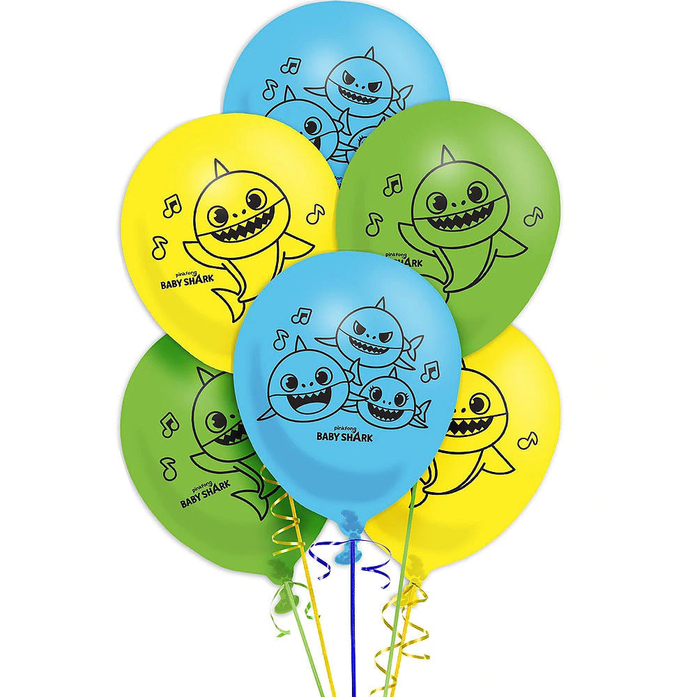 BABY SHARK 12" LATEX BALLOONS PACK OF 6