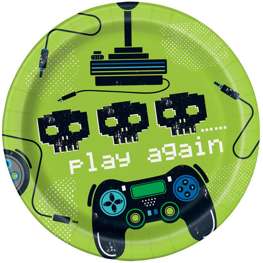 Gamer Birthday 8 X 18cm (7") Paper Plates