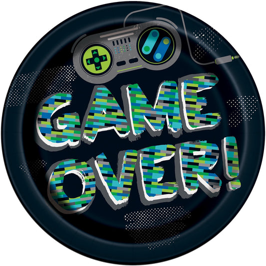 GAMER BIRTHDAY 8 X 23CM (9") PAPER PLATES
