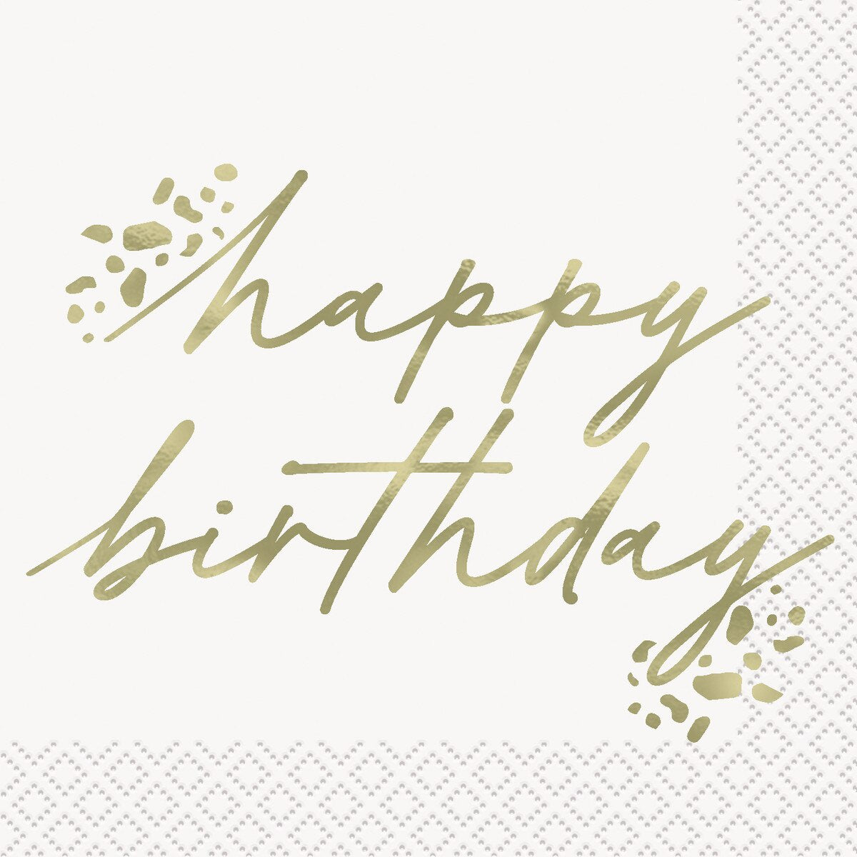 Gold Happy Birthday Foil Stamped Beverage Napkins 25.4cm 16 Pack