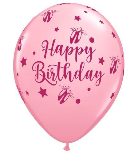 11" Qualatex Latex Pink Birthday Ballerina Slippers Pack of 25