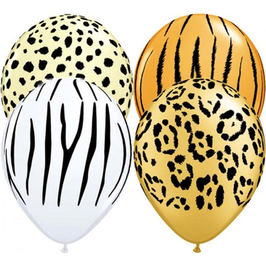 11" Print Safari Assorted Latex Balloons Pack Of 50