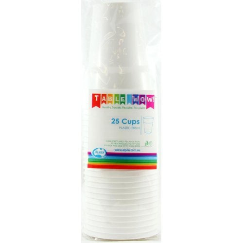 Plastic Cups White Pack of 20