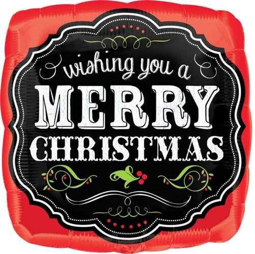Merry Christmas Chalkboard 18"(45cm) Foil Balloon