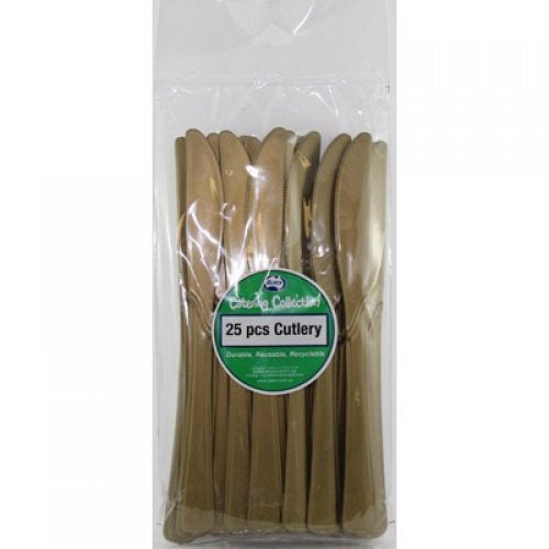 Plastic Knife Gold Pack of 20