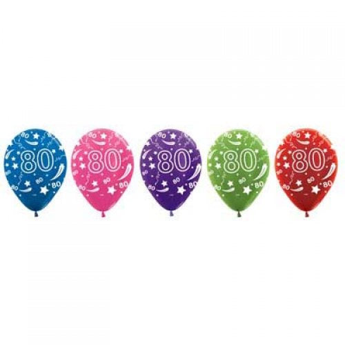 SEMPERTEX PRINT LATEX BALLOON 30CM(12") AGE 80 METALLIC ASSORTED PACK OF 50