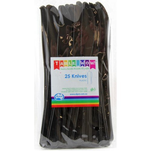 Plastic Knife Black Pack of 20