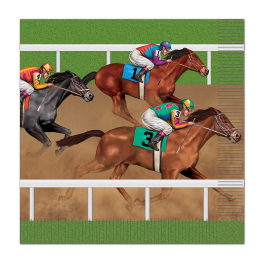 Horse Racing Lunch Napkins – 33cm x 33cm 2-Ply Paper Napkins – Pack of 16