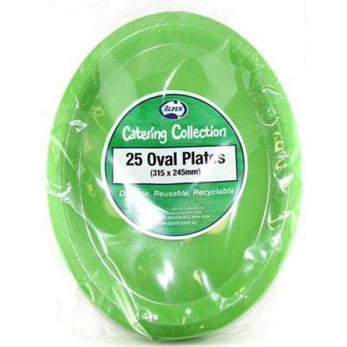 Oval Plates Lime Green Pack Of 20