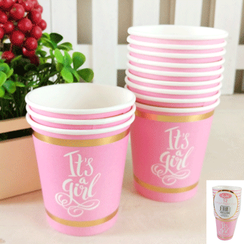 Baby Shower Girl Pink Paper Cups Pack Of 12