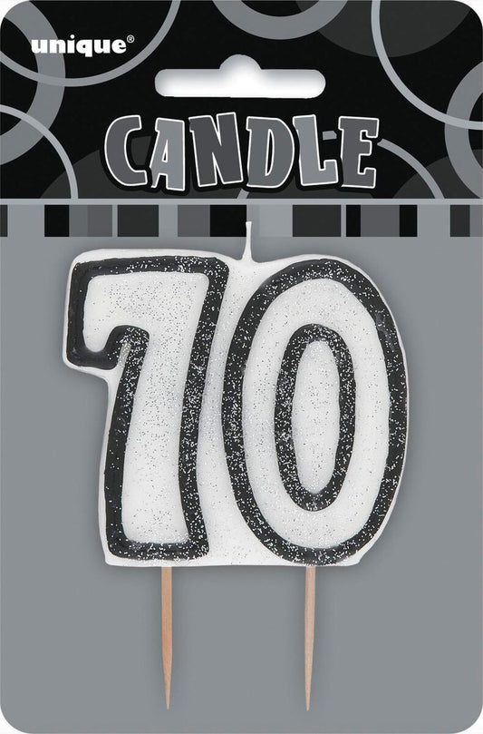 Glitz Black Numeral Candle -70