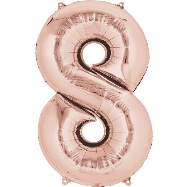 Large Foil Number Balloon 34"(86cm) Rose Gold 8 Anagram