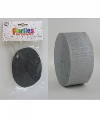 Crepe Paper Streamers 30m Silver
