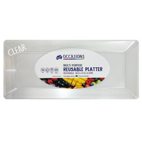 Reusable Rectangle Platter 39.6x17.6x2.2cm Clear