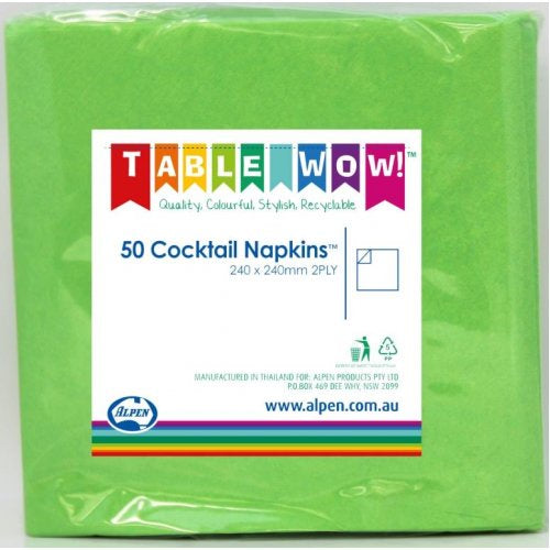Cocktail Napkins Lime Green Pack Of 50