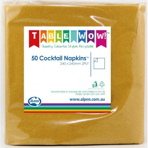 Cocktail Napkins Gold Pack Of 50