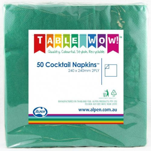 Cocktail Napkins Green Pack Of 50 Alpen
