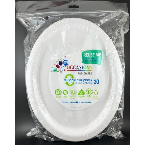 Oval Plates White Pack Of 20