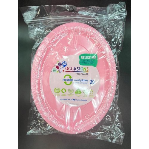 Oval Plates Light Pink Pack Of 20