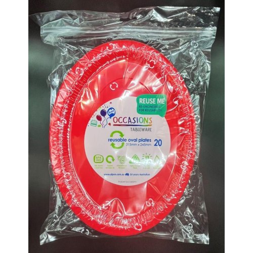 Oval Plates Red Pack Of 20