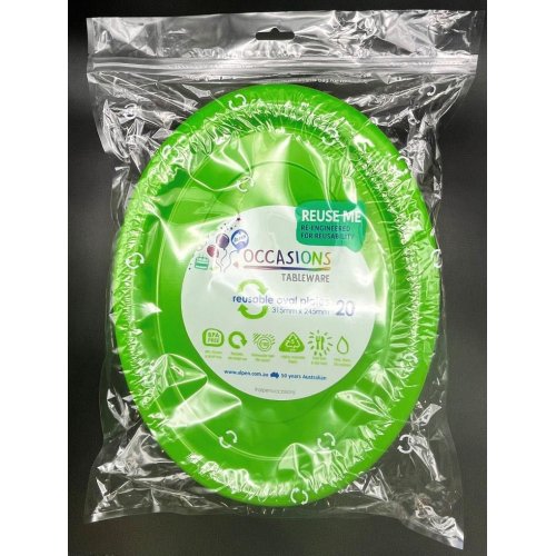 Oval Plates Lime Green Pack Of 20