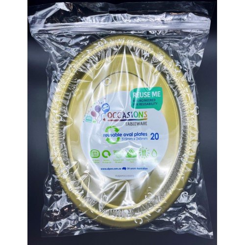 Oval Plates Gold Pack Of 20
