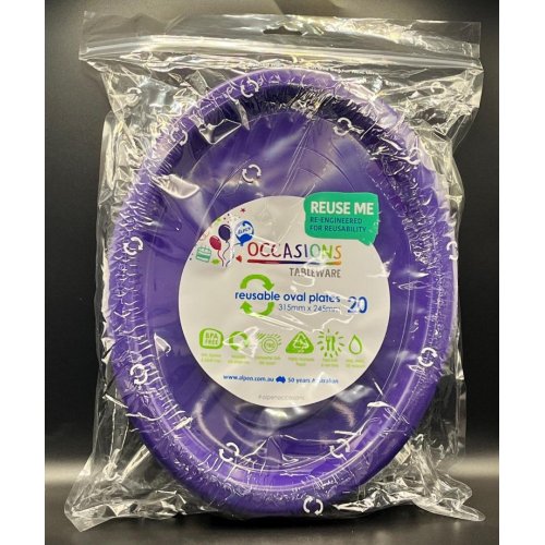 Oval Plates Purple Pack Of 20