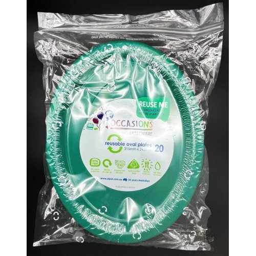Oval Plates Green Pack Of 20