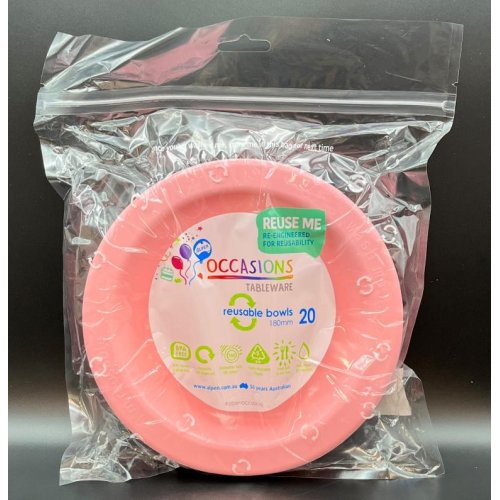 Plastic Bowl Light Pink Pack of 20