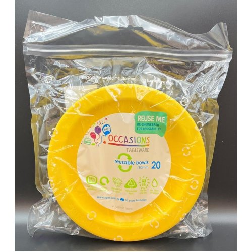 Plastic Bowl Yellow Pack of 20