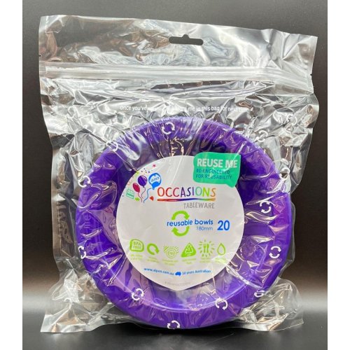 Plastic Bowl Purple Pack of 20