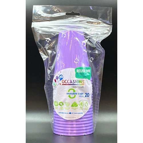 Plastic Cups Lavenders Pack of 20