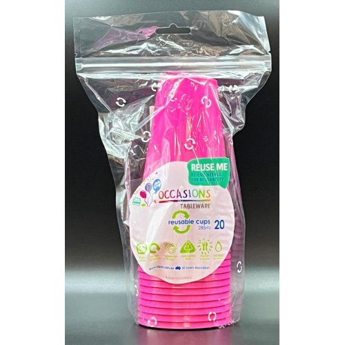 Plastic Cups Magenta Pack of 20