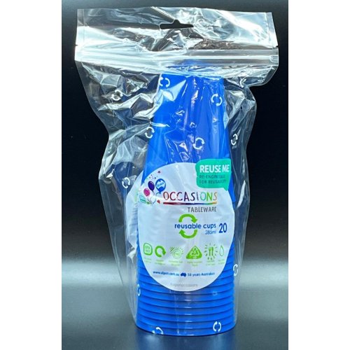 Plastic Cups Royal Blue Pack of 20