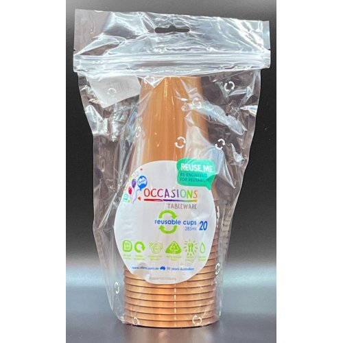 Plastic Cups Rose Gold Pack of 20