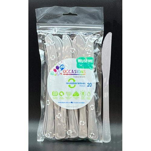 Plastic Knife Silver Pack of 20