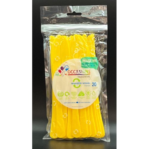 Yellow Plastic Knives Pack of 20 Party Cutlery