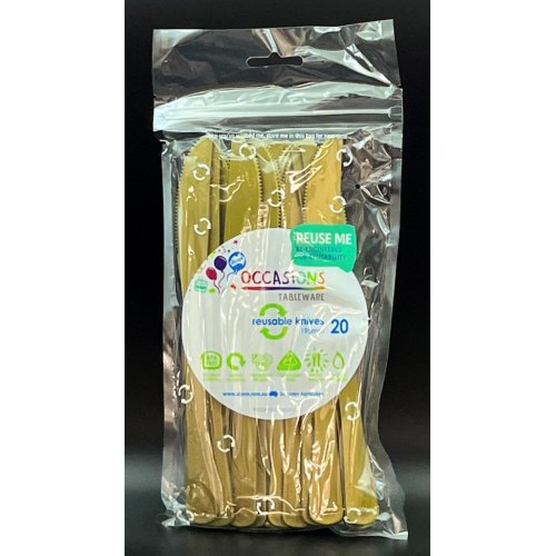 Plastic Knife Gold Pack of 20